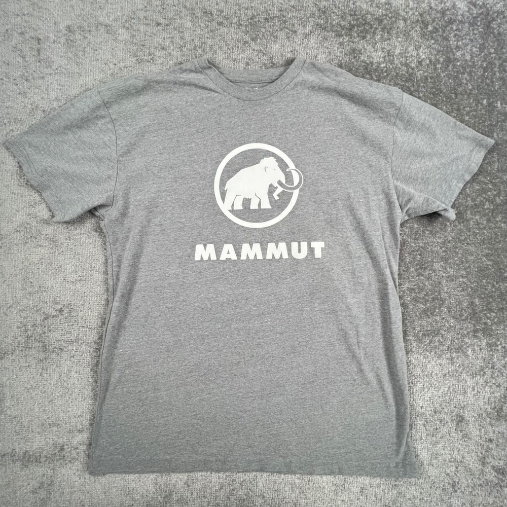 Mammut Mens XL Gray Organic Cotton Blend Graphic Logo Short Sleeve T-Shirt
